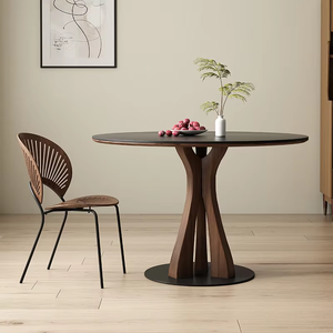 Daystar Trade Modern Coffee <b>Table</b> Natural Wood <b>Top</b> Sculptural Stone Pedestal Base Contemporary Luxury Furniture Durable Easy - Product Image 2