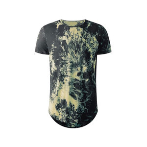 Men's Tie-Dye Short Sleeve O-Neck <b>T</b>-<b>Shirt</b> Regular Fit <b>Long</b> <b>Length</b> Casual Knitted Patterned Top - Product Image 1
