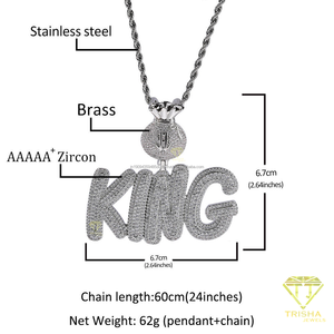 Collier Pendentif Couronne de Roi Sertie de Diamants de Laboratoire, Design Sac d'Argent, Bijoux Hip Hop Bling pour Homme, Déclaration de Mode de Luxe, Cadeau - Product Image 6