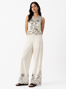 Women's Embroidered Co-Ord <b>Set</b> Elegant Sleeveless Top with Wide Leg Pants | Wholesale Fashion Apparel & Global Export - Product Image 1