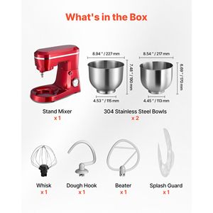 Robot culinaire électrique 300W, batteur sur socle 4,4QT+6QT avec 10 vitesses, bols en acier inoxydable, fonction tête inclinable - Product Image 3