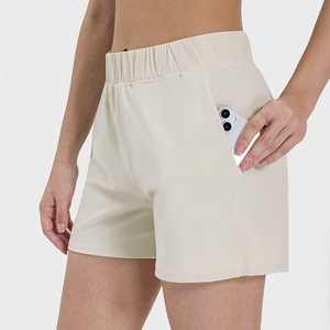 Pantalones Cortos de Yoga para <span class=keywords><strong>Mujer</strong></span>, de Secado Rápido, de Nailon, Cintura Elástica <span class=keywords><strong>con</strong></span> Bolsillo, Pantalones Cortos Deportivos para Correr - Product Image 3