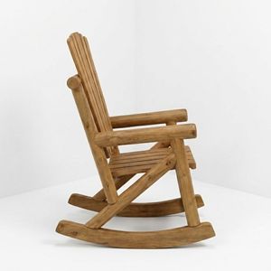 Fauteuil à bascule en bois de teck massif, dossier haut, avec lattes, finition naturelle, pour hôtels, complexes hôteliers, villas et professionnels de l'hôtellerie - Product Image 3