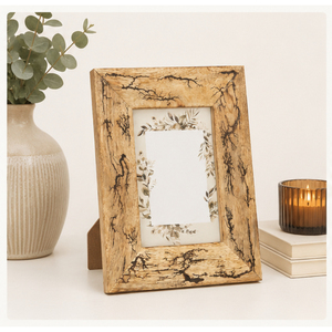 <b>Wood</b> Burning Photo <b>Frame</b> Natural Mango <b>Wood</b> <b>Picture</b> <b>Frame</b> with Lightning Burn Pattern for Home Decor Tabletop Display - Product Image 2