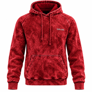 Sweat-shirt à capuche unisexe de haute qualité avec logo personnalisé, effet délavé, manches classiques, poche kangourou, décontracté, 100% coton, coupe ample - Product Image 5