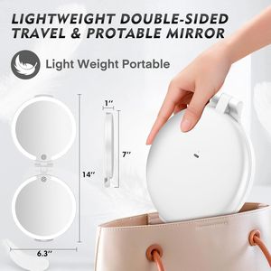 Specchio per il Trucco Portatile Ricaricabile 1X/10X con Luce, Interruttore Touch e Luminosità Regolabile, Specchio da Viaggio per Uso in Movimento - Product Image 2