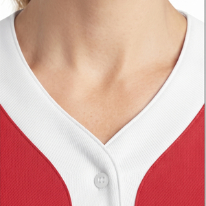 Camiseta de béisbol con botones para mujer, logotipo personalizado, camiseta de béisbol con cuello en V, manga corta, número personalizado, malla transpirable - Product Image 5