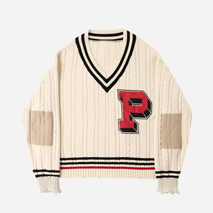 Cárdigan de Punto Transpirable con Cuello en V para Hombre, Suéter con Botones y Rayas Estilo Universitario para Moda Universitaria en EE. UU. - Product Image 1