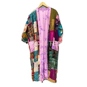 2024 Women Kimono <b>Cardigan</b> Floral Printed <b>Long</b> Sleeve Beach Cover up <b>Long</b> Silk Kimono Robes Patchwork Silk Kimono - Product Image 3