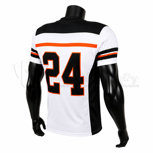 Camiseta de Fútbol Americano Personalizada, Uniforme de Equipo de Fútbol Americano, Camiseta Deportiva con Rayas en Contraste, Fabricante de Ropa Deportiva OEM - Product Image 4