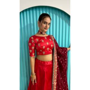 Women's Party Wear <b>Lehenga</b> Choli with Zari & Sequence Work Set - Product Image 4