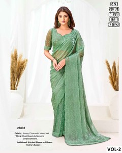 Obsidian Luxe <b>Satin</b> Silk Indo-Western Saree for Diwali and Party Occasions Moisture Wicking & Wrinkle Free - Product Image 3