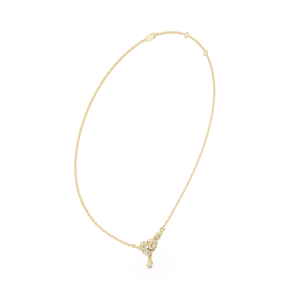 Collar con Colgante de Diamante Cultivado en Laboratorio, Corte Brillante Redondo, Halo Floral, Chapado en Oro Amarillo de 18K, Joyería Nupcial de Lujo para Mujer - Product Image 4