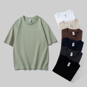 Alta calidad 280gsm 100% algodón peso pesado Unisex ajuste relajado hombro caído verano en blanco sólido Camisetas cuello redondo para hombres mujeres - Product Image 2