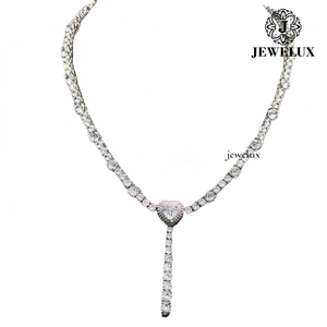 Best Selling Women's 925 Silver Rhodium Plated Moissanite Heart Cut <b>Choker</b> Necklace Luxury Link Chain Wedding Jewelry From India - Product Image 4