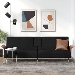Divano Letto in Velluto Nero con Struttura in Metallo per Spazi Compatti - Product Image 1