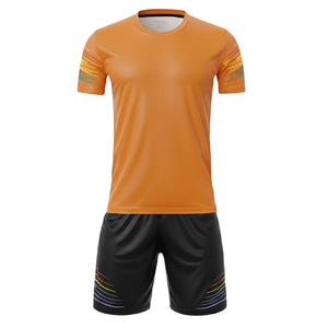 Conjunto de Uniforme de Fútbol para Niños, 100% Poliéster, Corte Automatizado, Estampado Degradado, Camiseta de Manga Corta y Pantalones Cortos con Cordón - Product Image 4