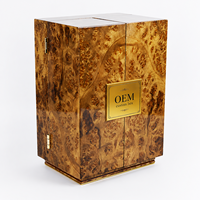 Boîte cadeau de luxe personnalisée pour parfum, vitrine de présentation, boîte d'emballage en bois laqué piano à double porte pour vin