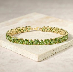 Heart Shape Natural Peridot Charm Sterling Silver Gold Plated Elegant Green Gemstone Tennis <b>Bracelet</b> Luxury Fine Jewelry Women - Product Image 1