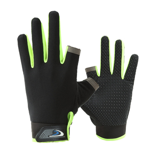 Gants de cyclisme Vantrex Industries à doigt unique, noir et vert fluo, antidérapants, respirants, unisexes, été, polyester, fermeture à enfiler - Product Image 1