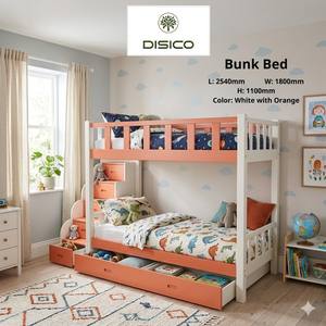 Cama litera infantil convertible naranja, muebles para el hogar, cama de madera de pino americano informal de Vietnam para sala de estar - Product Image 6