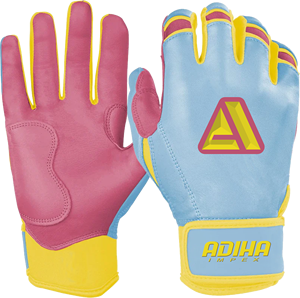 Guantes de Bateo de Béisbol Ligeros, Duraderos, Suaves al Tacto, de Cuero de Primera Calidad, Antideslizantes, con Cierre de Gancho y Bucle, Color Azul Cielo y Amarillo - Product Image 3