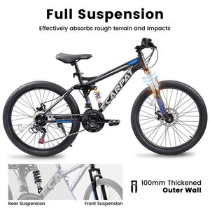 Bicicletta da Montagna Full Suspension da 27,5 Pollici con Doppi Ammortizzatori Anteriori e Posteriori, Freni a Disco Meccanici, 27 Velocità per Uomo - Product Image 5