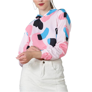 Hoodie court personnalisé pour femme, idéal pour l'été – Choix des clientes – Sweat à capuche pull-over pour femme - Product Image 1