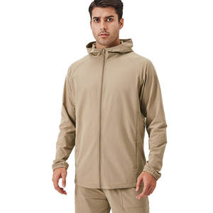 Chaqueta con capucha y cremallera para hombre, informal, térmica, cortavientos deportivo para gimnasio y senderismo, de color liso, estilo oversize, teñido liso, para otoño - Product Image 1