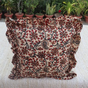Vintage Floral Cotton Raffle Cushion <b>Covers</b> Bohemian <b>Throw</b> Pillows Handprinted Boho Trim <b>Sofa</b> Bed Pillow <b>Cover</b> Indian Cushion - Product Image 5