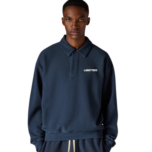 Conjunto de chándal de dos piezas para hombre al por mayor con cremallera de un cuarto, sudadera con logotipo personalizado y pantalones de pierna recta de ajuste relajado - Product Image 3