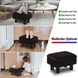 Modern Accent Linen Footrest Storage Ottoman Solid Wood Legs <b>Step</b> <b>Stool</b> Seat for Couch & Living Room - Product Image 6