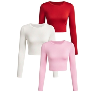 Crop top en coton pour femmes, tissu extensible doux, crop top d'été, vêtements quotidiens pour femmes, t-shirt en provenance du Bangladesh. - Product Image 3