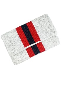 Elegante bolso de hombro con cuentas de rayas marrones bordado de lujo con artesanía hecha a mano lindo acabado de moda de la India - Product Image 4