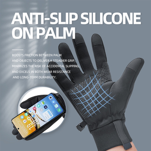 Gants d'hiver chauds pour le cyclisme en plein air, compatibles écran tactile, antidérapants, coupe-vent, imperméables, texturés, durables, en polyester, nylon et polaire - Product Image 2