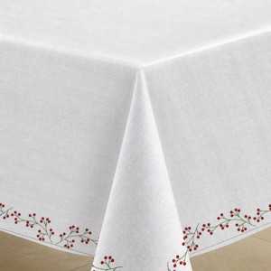 New Collection High Quality Christmas Cherry Printed Design Table Cloth 100% Cotton Soft Durable <b>Tablecloth</b> for Christmas. - Product Image 4