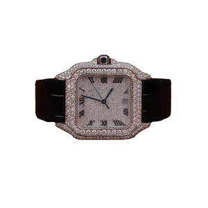 Moissanite <b>Watch</b> Diamond Test Iced Out <b>Watch</b> for Men No logo Tiers Black Leather Strap Business <b>Watches</b> - Product Image 1