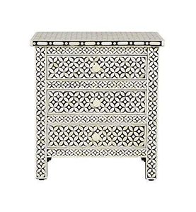 Elegant Bone Inlay Side <b>Drawer</b> <b>Storage</b> Cabinet Handmade Wooden Decorative Furniture With Artisan Pattern - Product Image 4