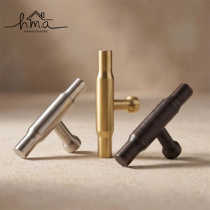 Poignée de meuble en laiton antique et ensemble de poignées en T martelées, poignée de tiroir vintage, quincaillerie de cuisine, design classique - Product Image 2