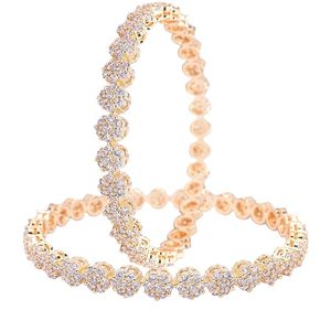 Gold Plated Alloy Rose Gold <b>Bracelet</b> With <b>Crystal</b> Rhinestone Round Cut Claw Setting Classic Women's Party Jewelry Fashion Bangle - Product Image 1