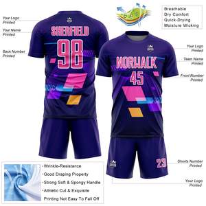 Tenues d'entraînement personnalisées avec logo sublimé, directement de l'usine, maillots de foot pour équipes, ensemble uniforme pour hommes, uniformes de foot 100% polyester, séchage rapide - Product Image 3
