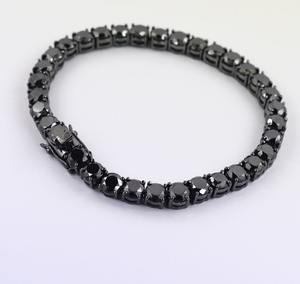 Bracelet tennis en diamant noir de 5 mm en or noir, diamants certifiés, unisexe, cadeau pour partenaire, offre spéciale avec clous en diamant offerts - Product Image 4