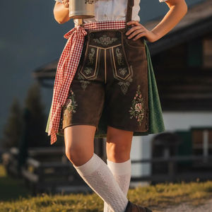 Shorts en cuir bavarois unisexes pour l'Oktoberfest, style alpin allemand, bretelles ajustables, nouveau style, ZASSON SPORTS ZSF-Bjj-9016 - Product Image 4