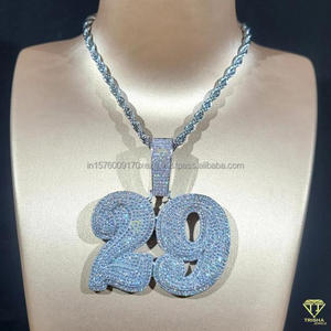 Luxury Lab Grown Diamond " 29 " Pendant With Rope <b>Chain</b> Full <b>Iced</b> <b>Out</b> Hip Hop Necklace Jewelry - Product Image 2