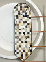 Nouveau Chemin de Table Élégant en Cuir de Vachette Véritable Fait Main 2026, Motif Patchwork à Carreaux, Décoration de Maison, Table à Manger