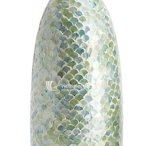 Jarrón de Bambú con Mosaico Bohemio ViettimeCraft, Incrustaciones Brillantes, Ecológico, Hecho a Mano, Maceta de Bambú Tejida para Mesa, Estilo Costero Moderno - Product Image 2