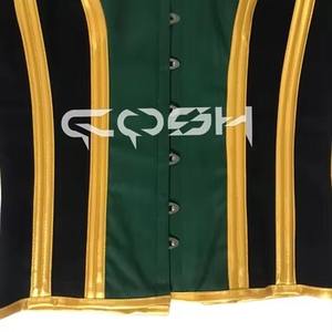 Gilet Corset Homme en Acier à Baleines Vert et Noir avec Bordure Dorée – Corset Gilet Personnalisé Tendance - Product Image 3