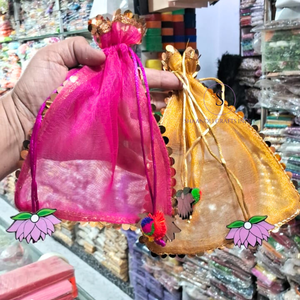 Bolsas Potli de Diseño Hechas a Mano, Bolsitas Pequeñas para Joyería, Bolsas de Regalo con Hermosos Detalles de Loto para Recuerdos de Bodas y Fiestas - Product Image 4