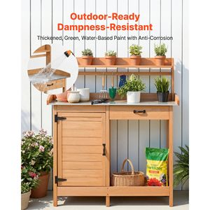 Stazione di Lavoro 3-in-1 per Giardinaggio all'Aperto con Tavolo in Legno e Piano in Ferro Zincato 44 X 19 per Hotel - Product Image 6