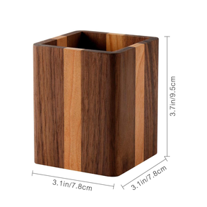 Porte-crayons multifonctionnel moderne et écologique pour le bureau, la maison et l'école, en bois massif naturel, design simple, à fentes individuelles - Product Image 5